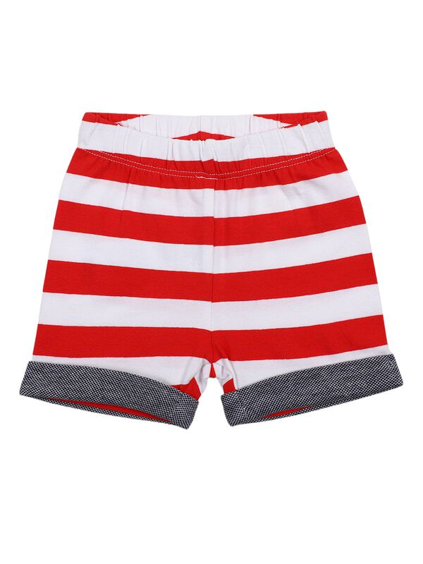 Boys White & Red Printed Polo with Short Pants image number 3